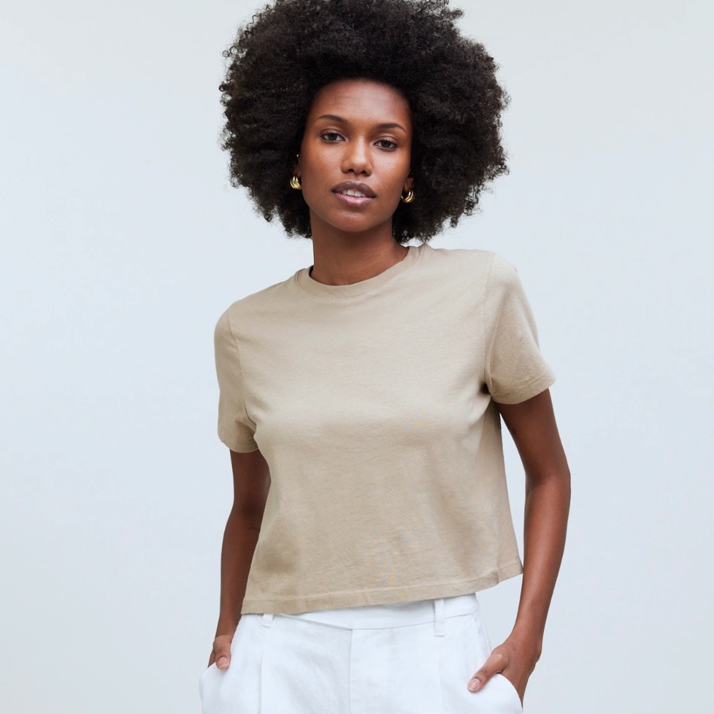 Madewell Softfade Cotton Boxy Crop Tee NWT!